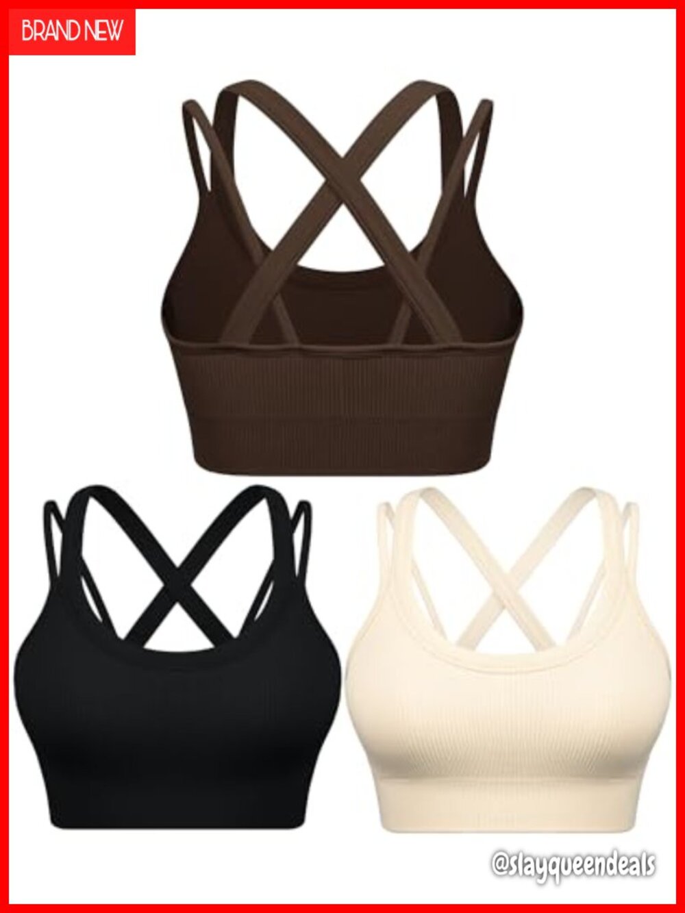 High Support Sports Bra Cross Back Workout Running Yoga Bra with Removable Pads